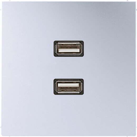 Jung Multimedia-Anschlusssystem 2 x USB 2.0, Serie LS, Aluminium MAAL1153
