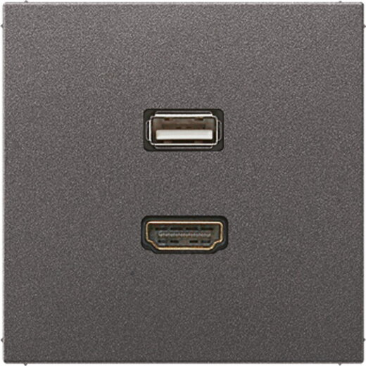 Jung Multimedia-Anschlusssystem HDMI / USB 2.0, Serie LS, anthrazit (lackiertes Aluminium) MAAL1163AN