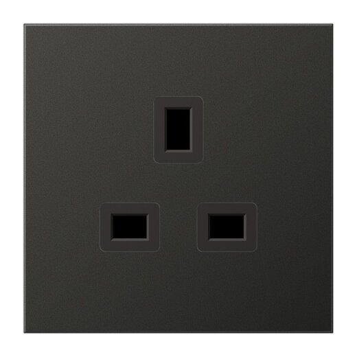 Jung Steckdose, 13 A 250 V ~, Schraubklemmen BS 1363-1, 4 mm2, ohne Krallen, SAFETY+, Aluminium lackiert, Serie LS, AL3521AN