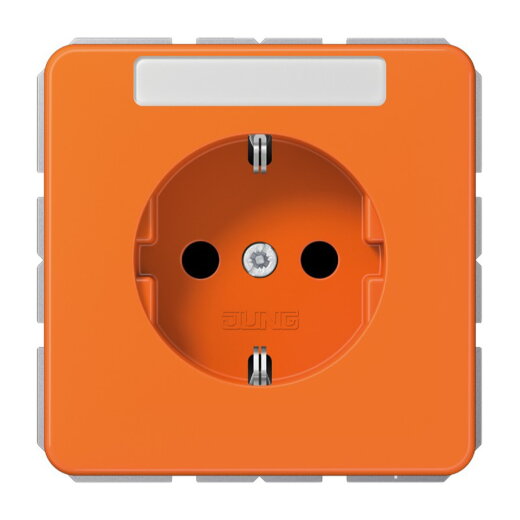 Jung SCHUKO Steckdose, 16 A 250 V ~, ohne Krallen, mit Schriftfeld, Thermoplast, Serie CD, orange (für ZSV) CD1520NBFNAO