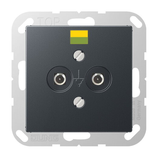 Jung Potentialausgleich-Steckdose, Thermoplast lackiert, Serie A, anthrazit matt A565-2BFANM