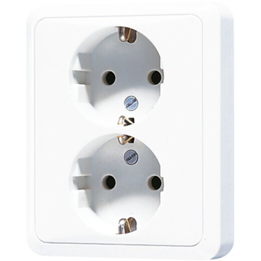 Jung SCHUKO®-Zweifach-Steckdose, 16 A 250 V ~, ohne Krallen, SAFETY+, Duroplast, Serie CD, alpinweiß CD5020NKIWW