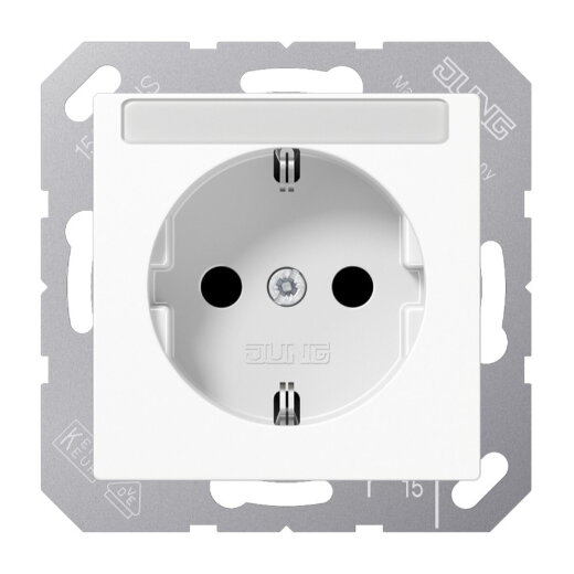 Jung SCHUKO Steckdose, 16 A 250 V ~, mit Schriftfeld, SAFETY+, Thermoplast, Serie AS/A, alpinweiß A1520BFKINAWW