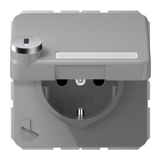 Jung SCHUKO Steckdose, 16 A 250 V ~, mit Sicherheitsschloss, Thermoplast, Serie CD, grau CD1520NAKLSLGR