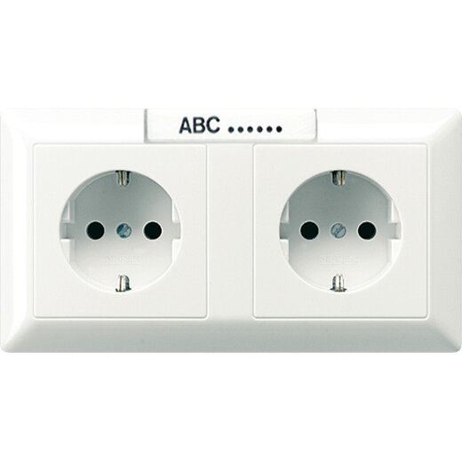 Jung Kabelkanal-SCHUKO®-Steckdose, 2fach, 16 A 250 V ~, mit Schriftfeld, Duroplast, Serie AS, alpinweiß AS1522NAWW