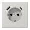 Jung SCHUKO Steckdose 16 A 250 V ~, mit USB-Ladegerät 1 x Typ A + 1 x Typ C, SAFETY+, Serie LS, lichtgrau LS1520-15CALG