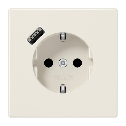Jung SCHUKO Steckdose 16 A 250 V ~, mit USB-Ladegerät 1 x Typ A, SAFETY+, Serie LS, weiß LS1520-18A