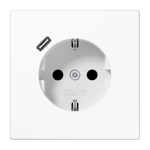 Jung SCHUKO Steckdose 16 A 250 V ~, mit USB-Ladegerät 1 x Typ C, SAFETY+, Serie LS, alpinweiß LS1520-18CWW