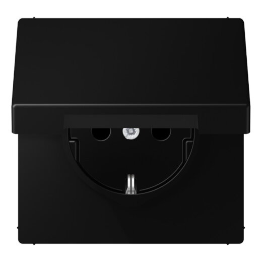 Jung SCHUKO Steckdose, 16 A 250 V ~, Schraubklemmen, Klappdeckel, Serie LS, graphitschwarz matt LS1521KLSWM