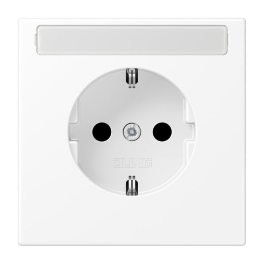 Jung SCHUKO Steckdose, 16 A 250 V ~, mit Schriftfeld, SAFETY+, Serie LS, schneeweiß matt LS1520KINAWWM