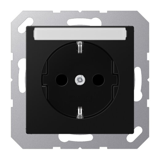 Jung SCHUKO Steckdose, 16 A 250 V ~, mit Schriftfeld, SAFETY+, Thermoplast lackiert, Serie A, graphitschwarz matt A1520BFKINASWM