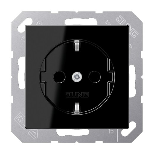 Jung SCHUKO Steckdose, 16 A 250 V ~, Schraubklemmen, Duroplast, Serie A, schwarz A1521SW