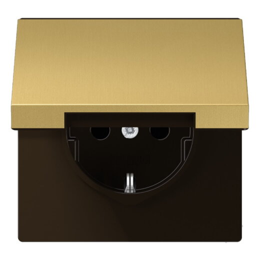 Jung SCHUKO Steckdose, 16 A 250 V ~, Schraubklemmen, Klappdeckel, Messing, Serie LS, Messing classic ME1521KLC