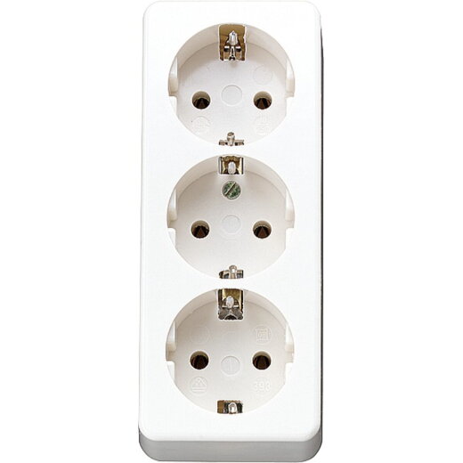 Jung SCHUKO®-Dreifach-Steckdose, ohne Zugentlastung, alpinweiß 10S23LAWW