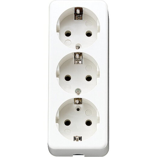 Jung SCHUKO®-Dreifach-Steckdose, mit Zugentlastung, bruchsicher, alpinweiß 10S23LWW