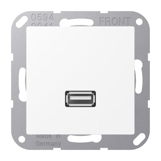 Jung Multimedia-Anschlusssystem USB 2.0, Serie A, schneeweiß matt MAA1122WWM