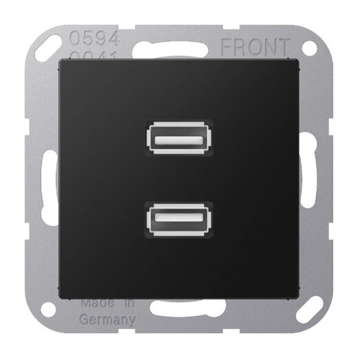 Jung Multimedia-Anschlusssystem 2 x USB 2.0, Serie A, graphitschwarz matt MAA1153SWM