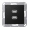 Jung Multimedia-Anschlusssystem 2 x USB 2.0, Serie A, graphitschwarz matt MAA1153SWM
