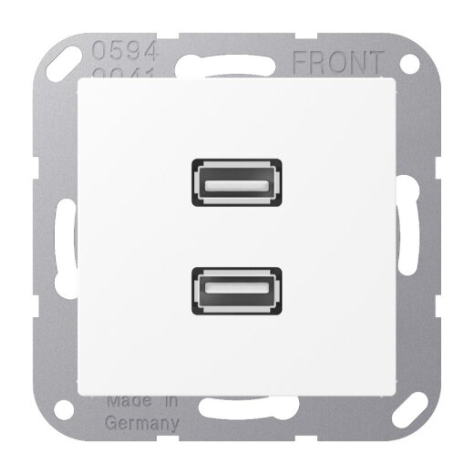 Jung Multimedia-Anschlusssystem 2 x USB 2.0, Serie A, schneeweiß matt MAA1153WWM