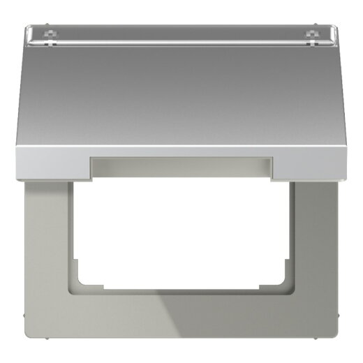 Jung Klappdeckel mit Rückstellfeder, mit Schriftfeld, Serie LS, Aluminium AL2990NAKL