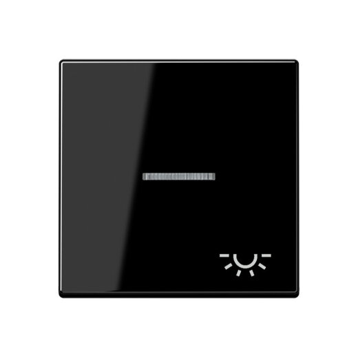 Jung Wippe 1fach mit Lichtleiter, Symbol Licht, Duroplast, Serie A, schwarz A590KO5LSW