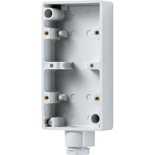 Jung Montagegehäuse mit PG-16 Verschraubung 2fach, senkrecht, Thermoplast, grau 661
