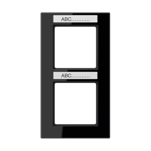 Jung Rahmen 2fach, mit Schriftfeld, senkrechte Montage, Thermoplast, A CREATION, schwarz AC582BFNASW