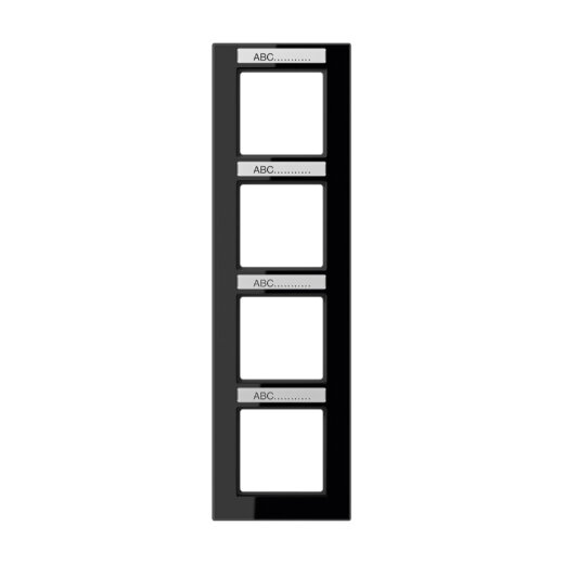 Jung Rahmen 4fach, mit Schriftfeld, senkrechte Montage, Thermoplast, A CREATION, schwarz AC584BFNASW
