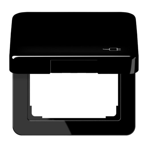 Jung Klappdeckel, mit Symbol Stecker, Thermoplast, Serie CD, schwarz CD590KLSOCSW