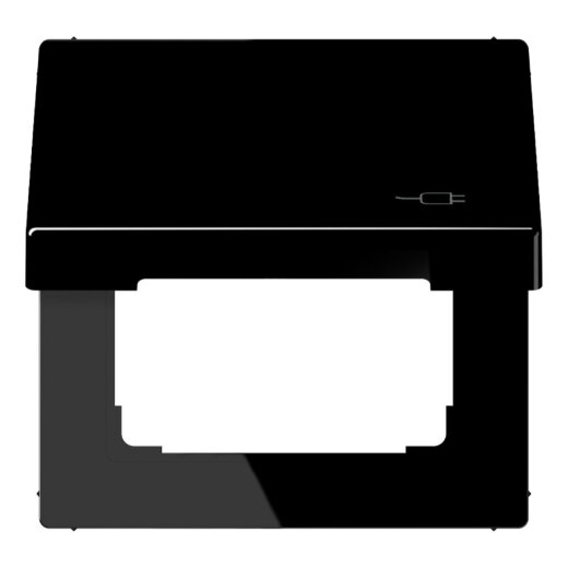 Jung Klappdeckel (mit Rückstellfeder), mit Symbol Stecker, Thermoplast, Serie LS, schwarz LS990BFKLSOCSW