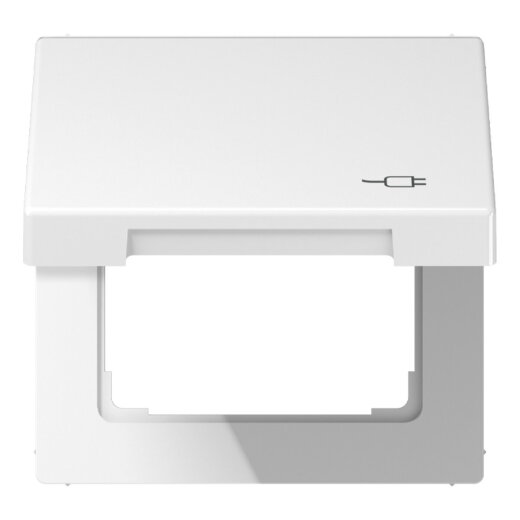 Jung Klappdeckel (mit Rückstellfeder), mit Symbol Stecker, Thermoplast, Serie LS, alpinweiß LS990BFKLSOCWW