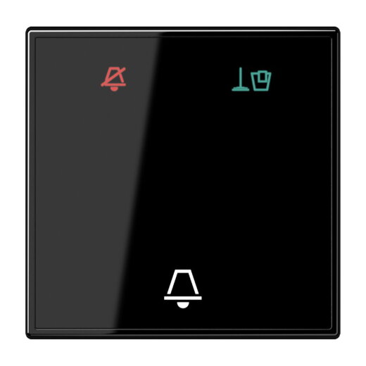 Jung Hotelwippe Glas, Außenstelle, Symbole Nicht stören, Zimmer aufräumen und Klingel, Serie LS, schwarz LSCUKO6MSW