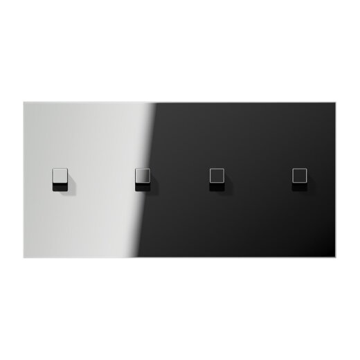 Jung Abdeckung mit Kipphebel, Kubus, 2fach, 2 x 2 Kipphebel, waagerecht, Serie LS 1912, glanzchrom GCR12-250E22