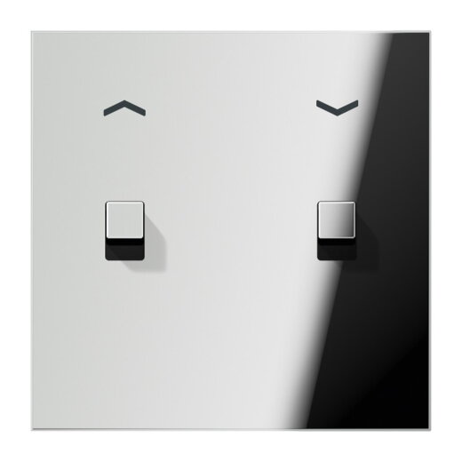 Jung Abdeckung mit Kipphebel, Kubus, 1fach, 2 Kipphebel, mit Pfeilsymbolen, Serie LS 1912, glanzchrom GCR12-5PE22