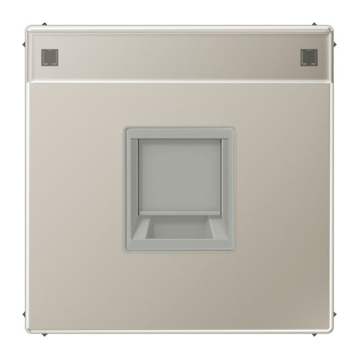 Jung Abdeckung (gerastet) für Modular-Jack-Steckbuchsen 1fach, UMA-CAT6A, RADIALL, Panduit, Assmann, mit Schriftfeld, Serie LS, Edelstahl ES1969-1NAWE