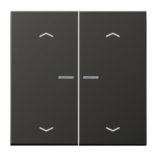 Jung Wippe mit Lichtleiter, mit Pfeilsymbolen für Taster 2fach, Aluminium lackiert, Serie LS, anthrazit (lackiertes Aluminium) AL102KO5PAN