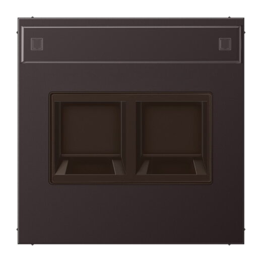 Jung Abdeckung (gerastet) für Modular-Jack-Steckbuchsen 2fach, EMT, AMP, MTRJ, mit Schriftfeld, Aluminium lackiert, Serie LS, dark AL1969-25NAWED