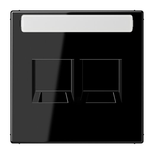 Jung Abdeckung (gerastet) für Modular-Jack-Steckbuchsen 2fach, Serie LS, schwarz LS1969-25NAWESW