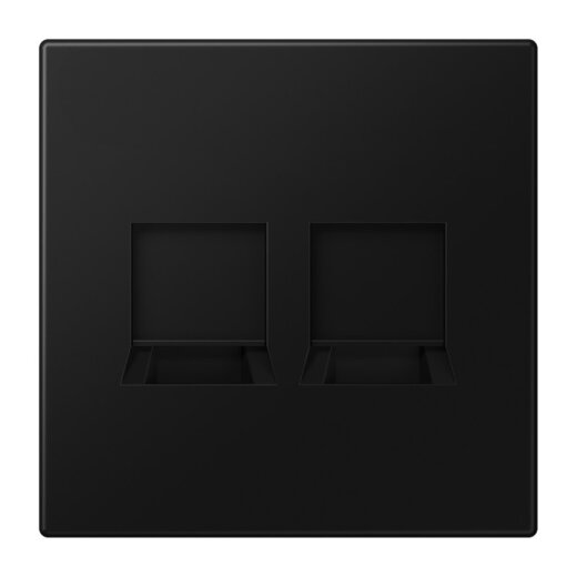 Jung Abdeckung (gerastet) für Modular-Jack-Steckbuchsen 2fach, Serie LS, graphitschwarz matt LS1969-2WESWM