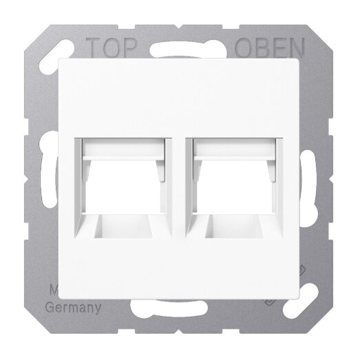 Jung Abdeckung (gerastet) für Modular-Jack-Steckbuchsen 2fach, Serie AS/A, alpinweiß A1569-25WEWW