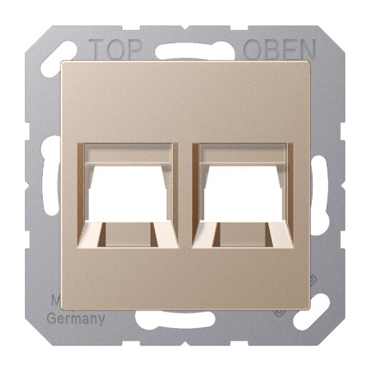 Jung Abdeckung (gerastet) für Modular-Jack-Steckbuchsen 2fach, lackiert, Serie A, champagner A1569-25WECH