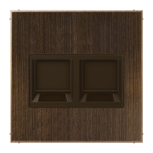 Jung Abdeckung (gerastet) für Modular-Jack-Steckbuchsen 2fach, EMT, AMP, MTRJ, Messing, Serie LS, Messing antik ME1969-25WEAT