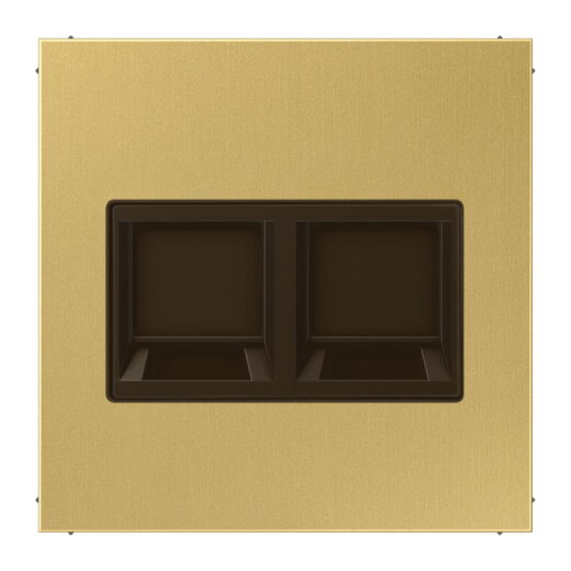 Jung Abdeckung (gerastet) für Modular-Jack-Steckbuchsen 2fach, EMT, AMP, MTRJ, Messing, Serie LS, Messing classic ME1969-25WEC