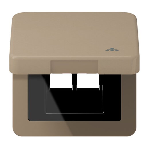 Jung Klappdeckel inklusive Zentralplatte, mit Symbol LAN, Serie CD, gold-bronze CD590KLLANGB