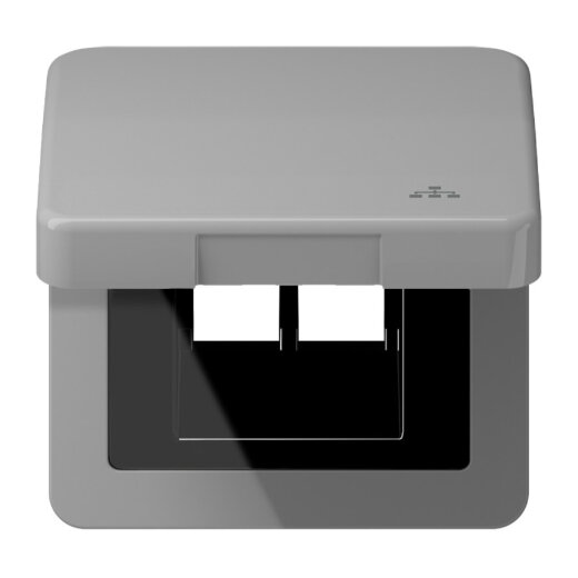 Jung Klappdeckel inklusive Zentralplatte, mit Symbol LAN, Serie CD, grau CD590KLLANGR