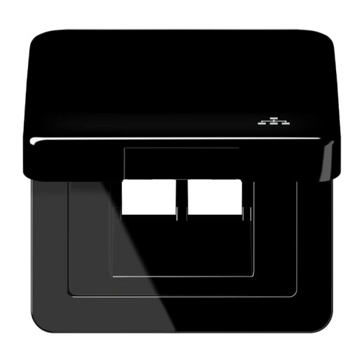 Jung Klappdeckel inklusive Zentralplatte, mit Symbol LAN, Serie CD, schwarz CD590KLLANSW