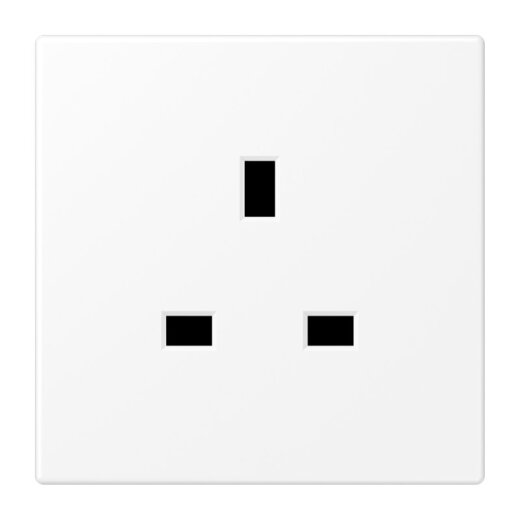 Jung Steckdose, 13 A 250 V ~, Schraubklemmen BS 1363-1, 4 mm2, ohne Krallen, SAFETY+, Serie LS, schneeweiß matt LS3521WWM