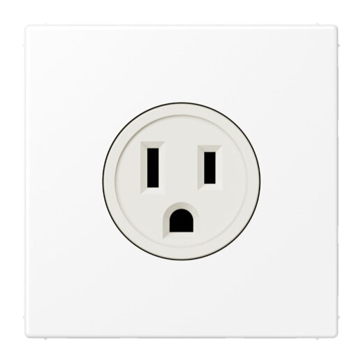 Jung Steckdose, US-Norm NEMA, 15 A 125 V ~, Schraubklemmen, ohne Krallen, Thermoplast lackiert, Serie LS, schneeweiß matt LS521-15WWM