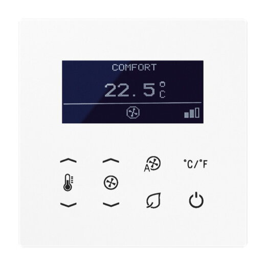 Jung KNX Raumtemperaturregler Fan Coil, Serie LS, alpinweiß TRDLS9248WW