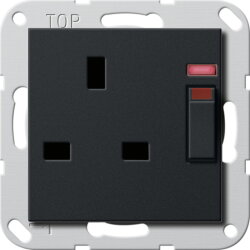 Gira Steckdose 2780005 BS 13 A Kontroll+SH Sys55 sw